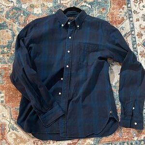 Beams Mens Blue Plaid Button Down Shirt. Size Medium Made in Japan